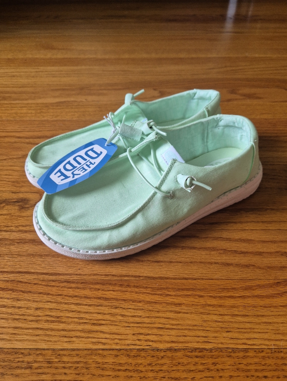 Hey Dude Women's Mint Green Canvas Slip-On Sneakers, size 8 NWOB